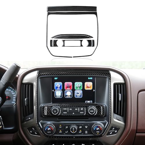 Car Carbon Fiber Decal Cover Interior Trim Central Control Panel B Sticker for Chevrolet Silverado/GMC Sierra 1500 2500HD 3500HD 2014-2018 Accessories - color: Central Control Panel B