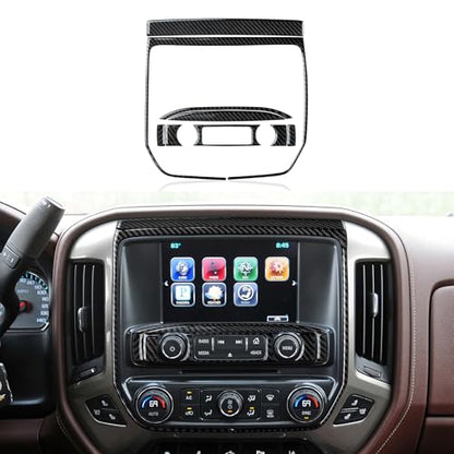 Car Carbon Fiber Decal Cover Interior Trim Central Control Panel B Sticker for Chevrolet Silverado/GMC Sierra 1500 2500HD 3500HD 2014-2018 Accessories - color: Central Control Panel B