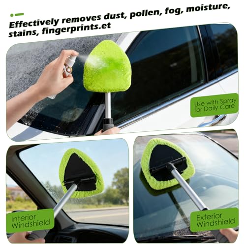 8PCS Windshield Cleaner Tool, Car Windshield Cleaner Tool with Extendable Handle 180° Rotation,Car Window Cleaner with 4 Reusable Microfiber Pads+100ml Spray Bottle+1 Detailing Brush