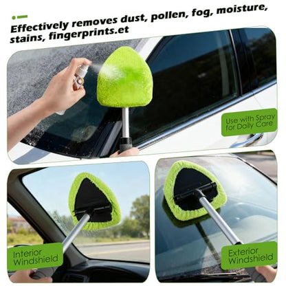 8PCS Windshield Cleaner Tool, Car Windshield Cleaner Tool with Extendable Handle 180° Rotation,Car Window Cleaner with 4 Reusable Microfiber Pads+100ml Spray Bottle+1 Detailing Brush