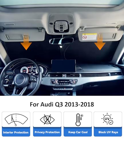 Windshield Sun Shade for 2013-2018 Audi Q3 Accessories, Car Front Window Sun Visor Protector & Heat Shield | 240T Sunshade Protection Blocks UV Rays Keep Your Car Cooler - size: For | Audi Q3 2013-2018