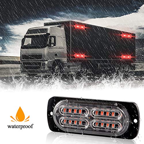 12-24V 20-LED Super Bright Emergency Strobe Warning Caution Hazard Construction Waterproof Flashing Strobe LED Light Bar Surface Mount for Car Truck SUV Van (Red) - color: Red