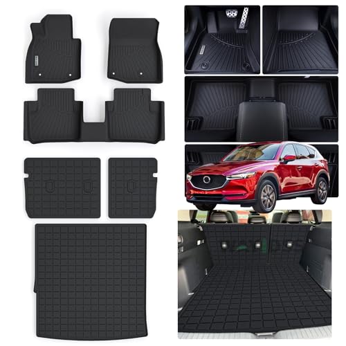 Floor Mats for 2025 Mazda CX-50 (Only Fit Hybrid) & Trunk Mat & Backrest Mat,TPE All Weather Protection for CX50 1st & 2nd Row Full Set Car Liners Covering The Backrest Accessories - size: For 2025 CX50 full set mat（Hybrid）