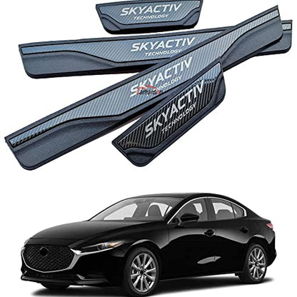 Car Door Sill Scuff Protector, for Mazda 3 2015-2022 Accessories Parts, Door Entry Guard Plate Trim Cover, Auto Interior Accessory Kick Panels 4pcs Set