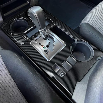 Car Cup Holder ABS Sticker Carbon Fiber Decal Cover Interior Trim Accessories for Toyota 4Runner SUV 2010-2025 Black （A） - color: Cup Holder a
