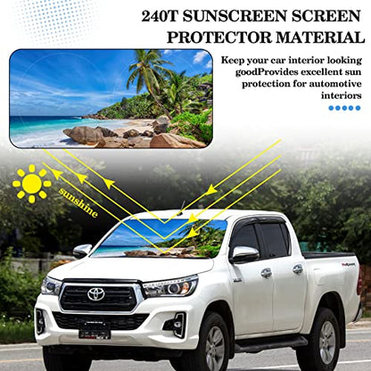Windshield Sun Shade Foldable Car Front Window Covers for Car Accessories Sun Heat UV Rays Visor Protector Protection for Universal Cars SUV Truck(Beach) - style: Beach