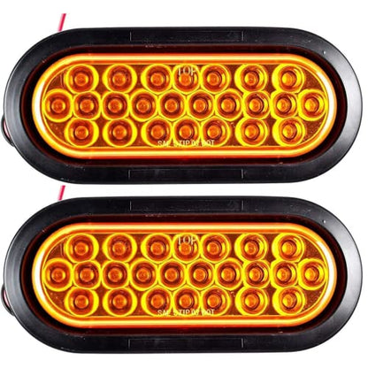 All Star Truck Parts 6" Oval LED Recessed Amber Strobe Light, 24 LED DOT/SAE Approved & Marked, Waterproof, Super Bright High Powered Strobe for Towing (2pc With Grommet)… - size: 2pc With Grommet