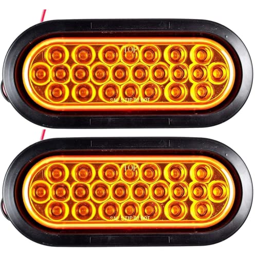 All Star Truck Parts 6" Oval LED Recessed Amber Strobe Light, 24 LED DOT/SAE Approved & Marked, Waterproof, Super Bright High Powered Strobe for Towing (2pc With Grommet)… - size: 2pc With Grommet