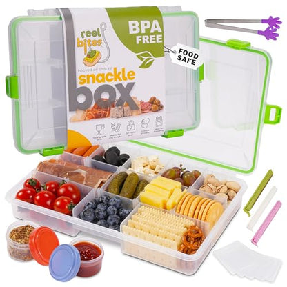 Create-ables Snackle Box Container Reel Bites BPA-Free Snack Container for Travel, 13-Compartment Snackle Box with Adjustable Dividers, Dishwasher Safe – 10.5 inch - size: 10.5 inch