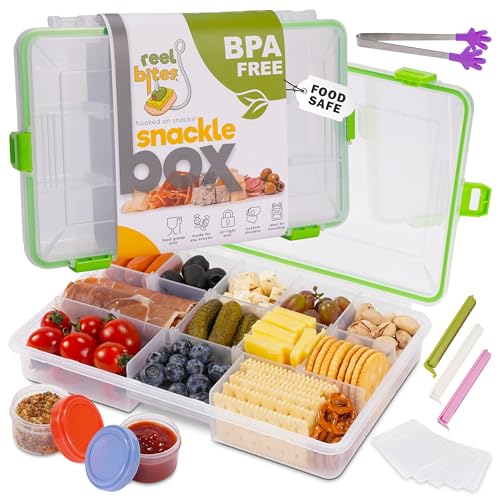 Create-ables Snackle Box Container Reel Bites BPA-Free Snack Container for Travel, 13-Compartment Snackle Box with Adjustable Dividers, Dishwasher Safe – 10.5 inch - size: 10.5 inch