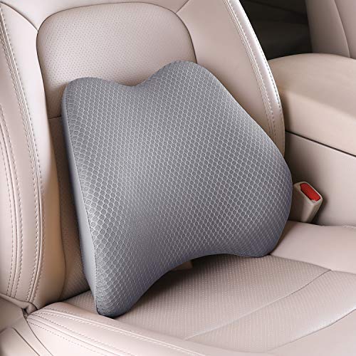 Memory Foam Lumbar Support Pillow for Car - Back Support for Car Seat (Gray) - color: Grey-m