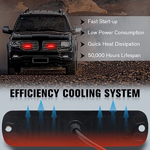 DIBMS LED Emergency Strobe Lights Bar 8x Red 6 LED Strobe Warning Emergency Flashing Light Caution Construction Hazard Light Bar For Car Truck Van Off Road Vehicle ATV SUV Surface Mount - color: Red