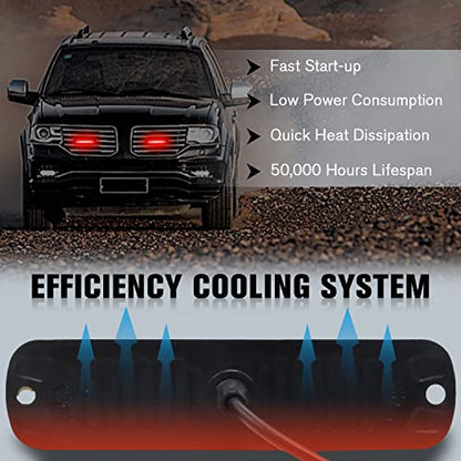 DIBMS LED Emergency Strobe Lights Bar 8x Red 6 LED Strobe Warning Emergency Flashing Light Caution Construction Hazard Light Bar For Car Truck Van Off Road Vehicle ATV SUV Surface Mount - color: Red