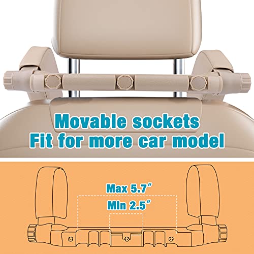 Car Seat Headrest Pillow, 360° Adjustable Car Seat Head Neck Support Rest Cushion, Travel Car Sleeping Pillow for Kids Adults-Beige - color: Beige