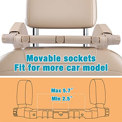 Car Seat Headrest Pillow, 360° Adjustable Car Seat Head Neck Support Rest Cushion, Travel Car Sleeping Pillow for Kids Adults-Beige - color: Beige