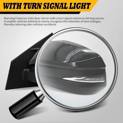 Left Driver Side Mirror Assembly Compatible with RAV-Four 2015-2018 Heated Blind Spot Detection Turn Signal Power 879400R190 Black (8Pins)