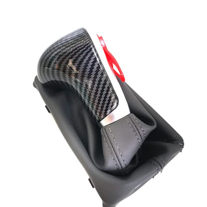 Automatic Left Hand Drive LHD Car Gear Shift Knob Gaitor Boot Cover Leather for Audi A6 C6 A3 8P A4 B8 A5 Q5 (Black Set) - style: black set