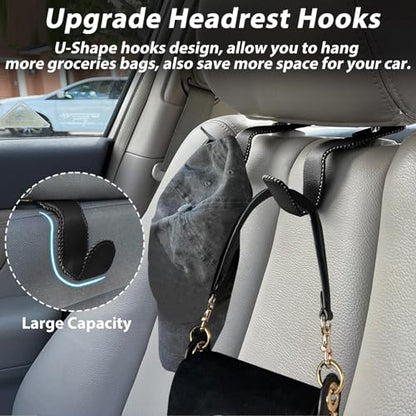 Car Purse Holder - Leather Vehicle Storage Hanger Hook for Purses and Bags, 2 Pack Black - color: Black