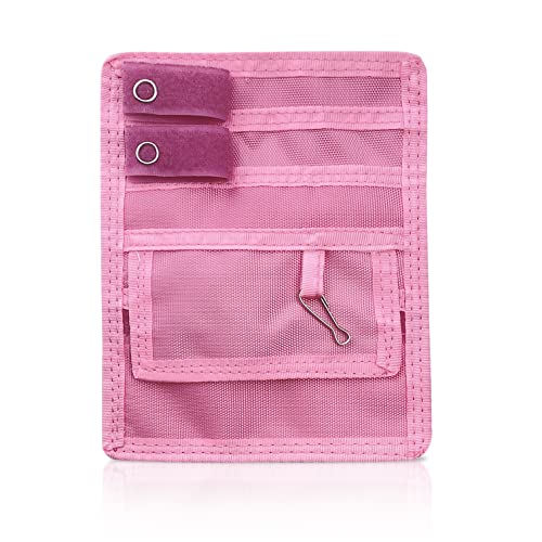 ASA TECHMED Nurse Pocket Organizer, Nylon 5 Pocket Nurse Scrub Organizer, 6 Inch x 5 inch, Pink - color: Pink