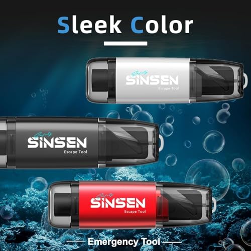 SINSEN Car Window Breaker Seat Belt Cutter, Emergency Safety Life Hammer Tool to Break Glass, Portable Escape Kit, 2 Pack(Red) - color: Red