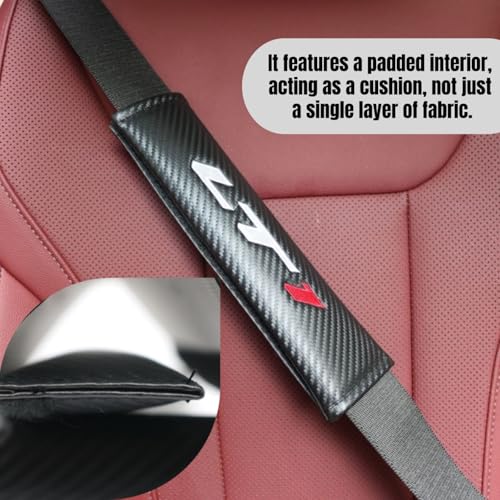 KAELTHAS 2 PCS Car Seat Belt Cover Pad Compatible with Camaro Corvette LT1 Theme Carbon Fiber Look Car Seat Strap Pads Cushions Comfortable Driving Interior Accessories