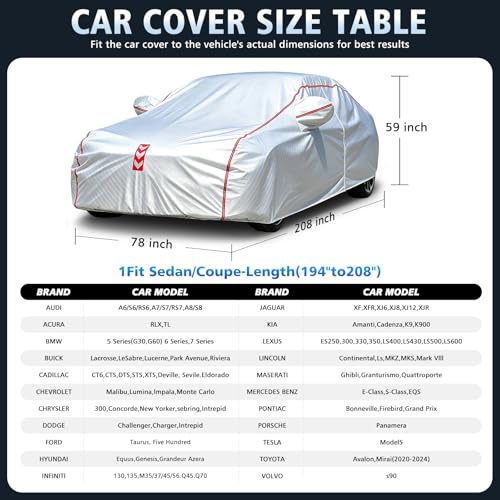 Car Cover, 360 Underbody Wrap Design, All-Weather Waterproof, Suitable for Sedans, Vehicle Body Length 194-208 in - size: 1（Sdean-A3）