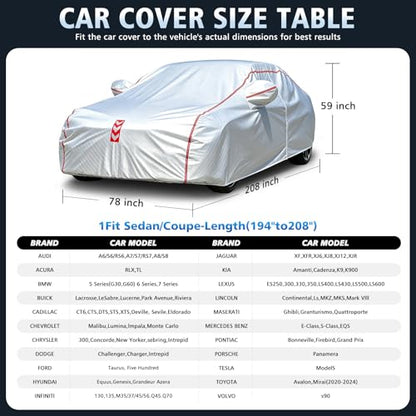 Car Cover, 360 Underbody Wrap Design, All-Weather Waterproof, Suitable for Sedans, Vehicle Body Length 194-208 in - size: 1（Sdean-A3）