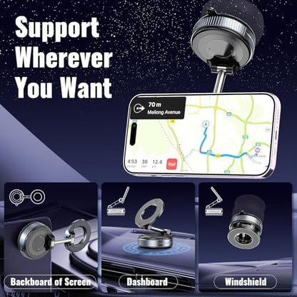 Minson's BestShop Nano Gel Magnetic Car Phone Holder - All-Surface Grip (108lbs Adhesion & 3000gf Magnet), 360° Foldable Mount for iPhone 17-12, Samsung, Android in Car/Gym/Home/Any Dash