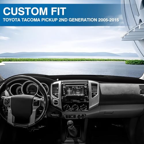 KUST Black Dash Cover for Toyota Tacoma 2005-2012 2013 2014 2015 Pickup Non-Slip Dashboard Cover Polyester Center Console Dash Cover Interior Accessories for Tacoma Windshield Sunshade No Glare - size: Tacoma 05-15(black)