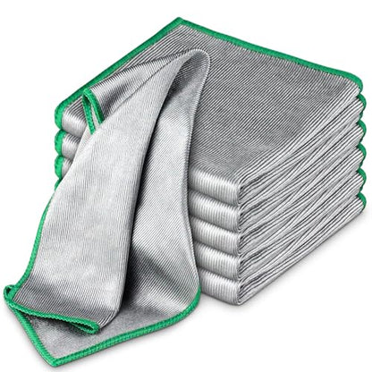 Glass Polishing Cloth Streak Free Miracle Cleaning Cloth Lint Free Microfiber Cleaning Rags for Glasses Kitchen Dish Mirrors Easy Clean, Pack of 6, 12" x 12" - color: Sliver, Pack of 6