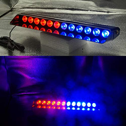 Red Blue Led Strobe Flash Light Emergency Warning 12-Led Sucker Dashboard Interior Roof Windshield Dash Safe Caution Hazard Light with Suction Cups for Car Vehicle Boat SUV Firemen Fog DC 12V - color: Red & Blue