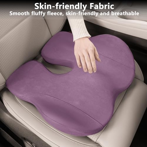 Car Seat Cushion, Memory Foam Wedge Car Seat Cushion for Driving Relieves Tailbone Pain, Ergonomic Car Seat Pad for Auto, Office Chair (Purple) - color: Purple