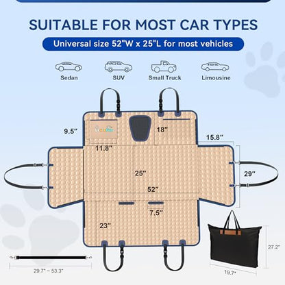 Hard Bottom Car Seat Cover for Dogs, 2025 Upgraded Leather Back Seat Extender Waterproof Dog Car Seat Cover for Back Seat, Non-slip Dog Car Hammock Backseat Pet Cover for Dogs in Car, Support 400LBs