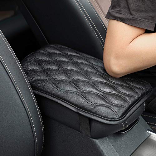 Auto Center Console Cover, Console Cover Armrest Pads, PU Leather Car Armrest Seat Box Pad Cushion Protector Universal Fit (Black) - color: Black