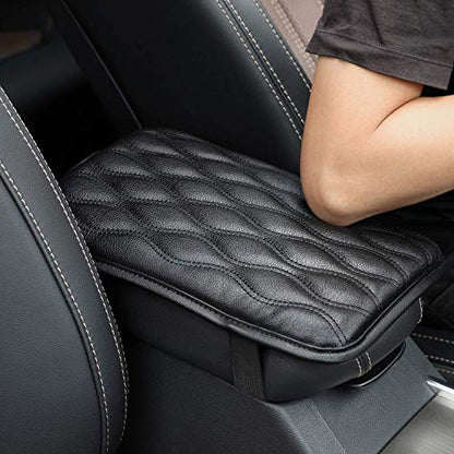 Auto Center Console Cover, Console Cover Armrest Pads, PU Leather Car Armrest Seat Box Pad Cushion Protector Universal Fit (Black) - color: Black