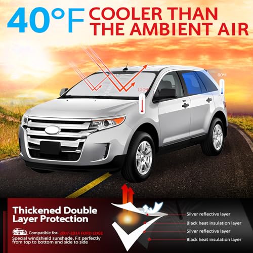 KAYZT Windshield Sun Shade for 2007-2014 Ford Edge Foldable Sunshade Front Window Custom Fit Car Accessories - size: for 2007-2014 FORD EDGE