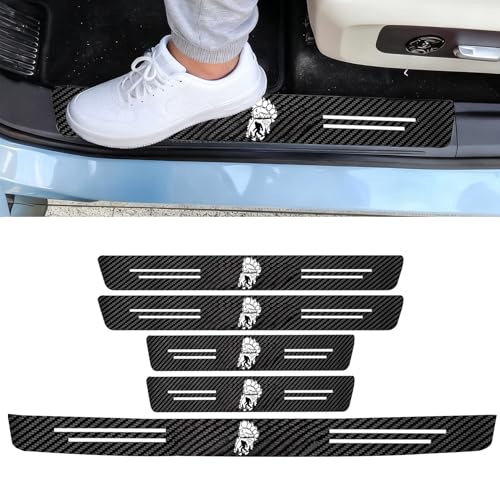 Bigfoot 5PCS Car Door Sill Protector,Carbon Fiber Leather Door Sill Sticker,Decor Doors Sill Scuff Plate Sticker for All Car Models,Big Foot Gifts for Men Women,Sasquatch Car Accessories Deco - color: Big Foot Sasquatch