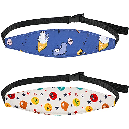 HESTYA 2 Pcs Carseat Head Support Toddler, Stroller Seat Headrest for Sleeping Traveling, Neck Relief Headband Strap for Kids Children Toddler Infant(Dinosaur and Bear) - color: Dinosaur and Bear