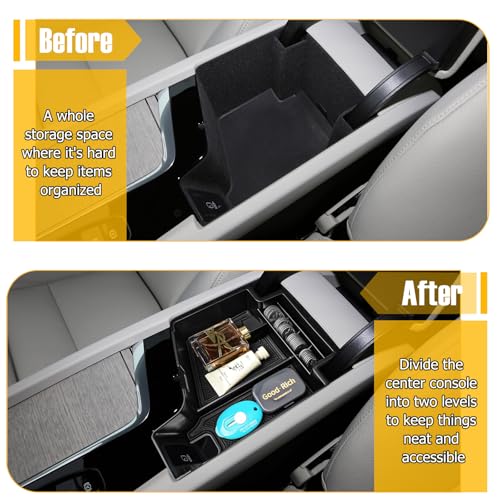 Center Console Organizer Compatible with Volvo XC60 2018-2025/ XC90 2021-2024/ S90 S60 2020-2025/ V60 2019-2025/ V90 2017-2025 Accessories, Armrest Box Insert Tray Storage Box Charging Hole