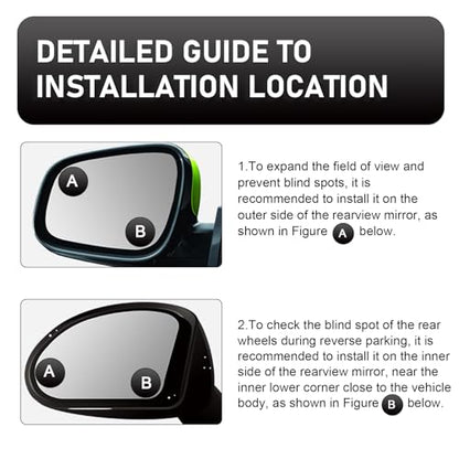 2 PCS Car Blind Spot Mirror, 360 Degree Large Viewing Angle Round Mirror, 2" HD Glass Convex, Universal for Cars SUV and Trucks (Silver) - color: Silver