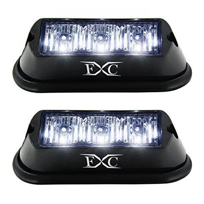 FXC (2PCS 3-LED Strobe Light White Waterproof Emergency Beacon Flash Lights,Purishion Caution Bar 12 Different Flashing Car SUV Pickup Truck Van - color: White