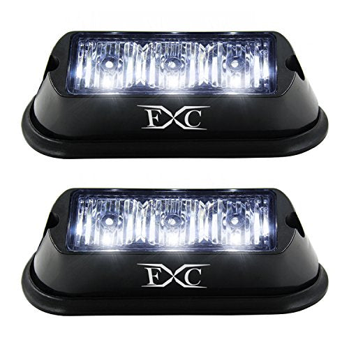 FXC (2PCS 3-LED Strobe Light White Waterproof Emergency Beacon Flash Lights,Purishion Caution Bar 12 Different Flashing Car SUV Pickup Truck Van - color: White