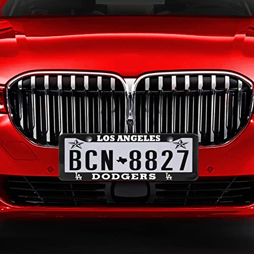 2 Piece License Plate Frames for Dodgers, Anti-Dirty and Rustproof Aluminum Alloy License Plate Frames US Standard License Plate Holder with Screw Caps Set (D-Black) - color: D-Black