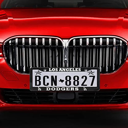 2 Piece License Plate Frames for Dodgers, Anti-Dirty and Rustproof Aluminum Alloy License Plate Frames US Standard License Plate Holder with Screw Caps Set (D-Black) - color: D-Black