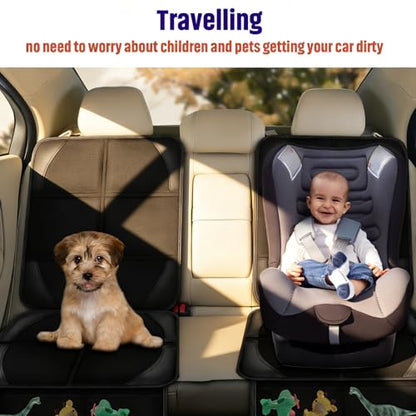 Bacgnyer Car Seat Protector, 2 Pack Carseat Seat Protectors with Thick Padding and Non-Slip Backing, Waterproof 600D Fabric Car Seat Cover for Baby Child Car Seats with 2 Mesh Pockets - color: Basic Black 2PCS