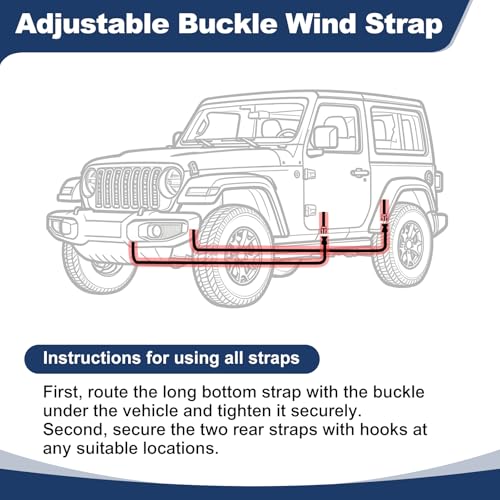 QUNSUNUS Cab Cover for Jeep YJ TJ 2 Door, Half Car Cover with Cotton Liner, All Weather Waterproof Rain Cover with Straps for Wind, Sun, UV and Dust Protection - size: For Jeep Yj/Tj 2 Door