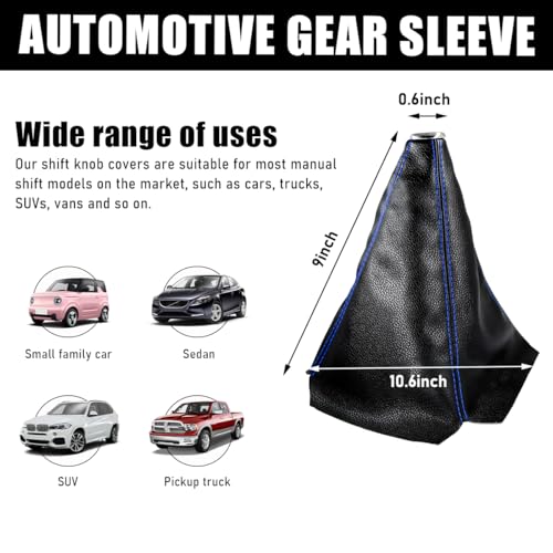 Ohleats Car Shift Knob Dust Cover, Automotive Shifter Boot Sleeve Replacement, Manual/Automatic Gear Shift Cover for Most Car Truck SUV, Universal Interior Car Accessories (Black&Blue) - color: Black&Blue