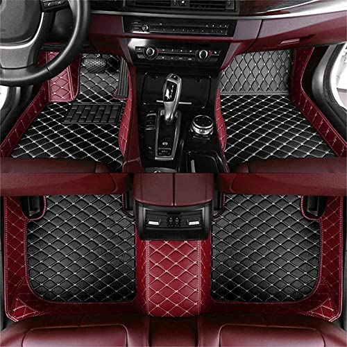 Custom Waterproof Leather Car Floor Mats Fit for Most Car SUV Truck & Sportscar All Weather Protection Vehicles (Black+Wine red) - color: Black+Wine red