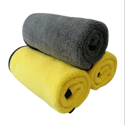 Deluxe Premium Microfiber Towels (Pack of 10) Ultra-Absorbent Soft Polishing Drying Cleaning Washable Durable Thick Professional Car Wax Cloth Household Cleaning 600GSM Dual-Sided Gray Yellow