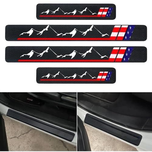 4PCS Carbon Fiber Style Door Sill Protector Guard Sills Protector Trim,Welcome Pedal Protect Compatible with Car Truck SUV Universal American Flag Car Accessories - color: door-06-flag